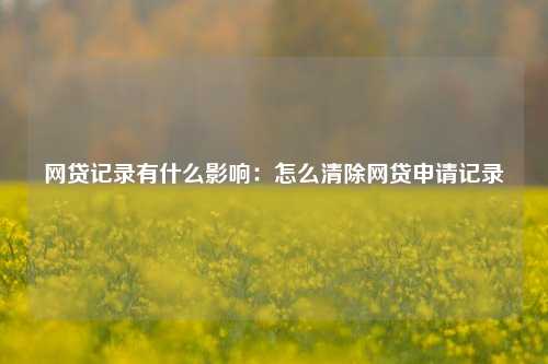 网贷记录有什么影响：怎么清除网贷申请记录