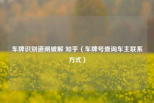 车牌识别道闸破解 知乎（车牌号查询车主联系方式）