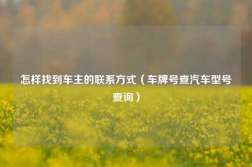 怎样找到车主的联系方式（车牌号查汽车型号查询）